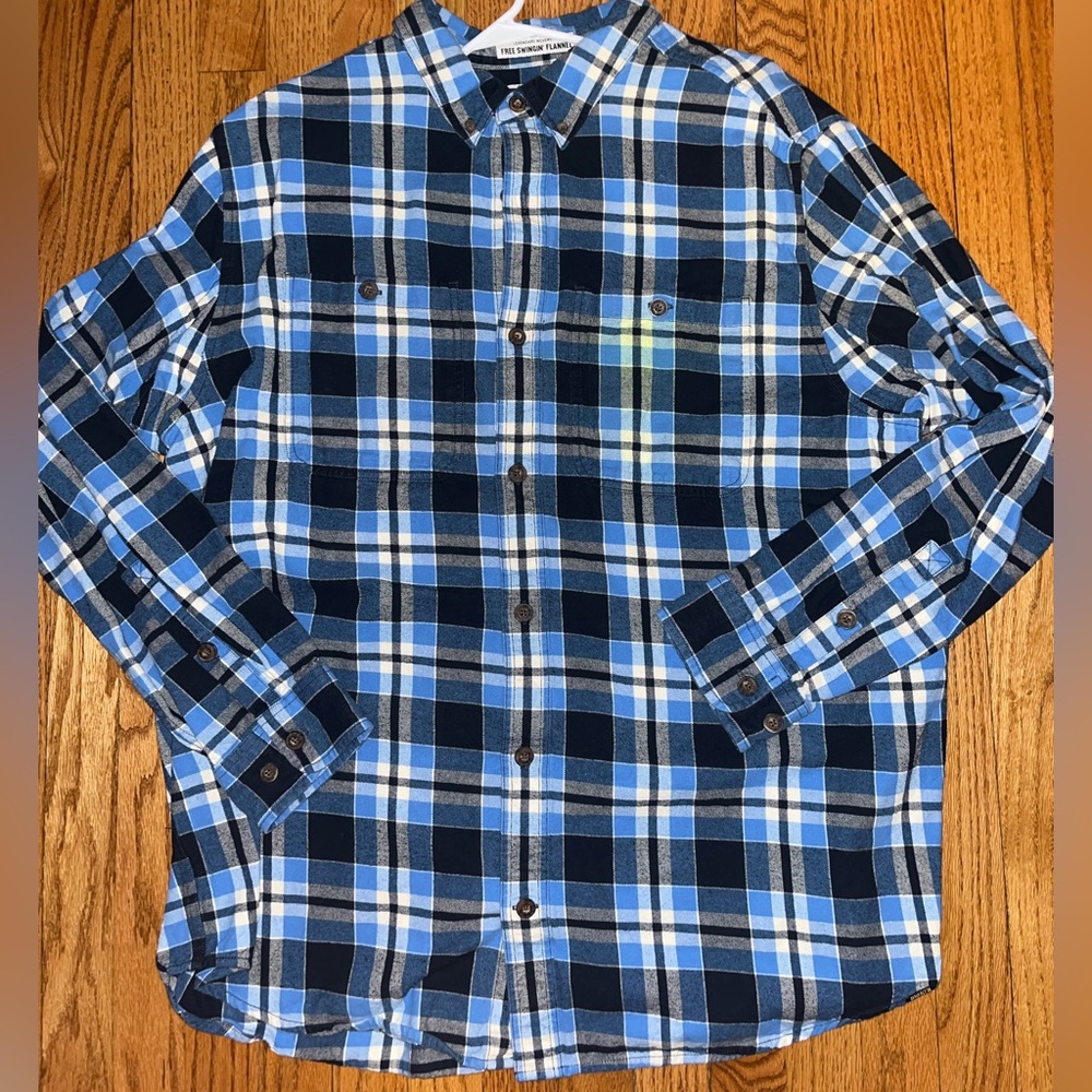 Duluth Trading Blue and Black Plaid Men's Shirt